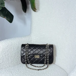 Torebka ze skóry naturalnej pikowana czarna GIOVANA